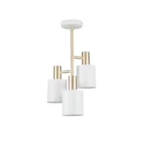 White & Brass 3 Light Electrified Pendant