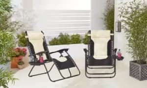 Neo Pair XL Cream Zero Gravity Loungers - Garden & Outdoor