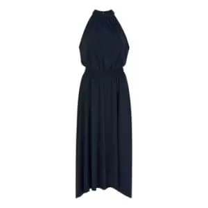 Yumi Navy Sparkle Halter neck Midi Dress - Blue