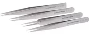 Lindstrom 9856 Tweezer Set, Titanium, 4Pc