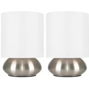 Minisun - 2 x Modern Touch Table Lamps - Cream