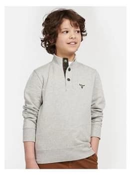 Barbour Boys Half Snap Sweat Top - Grey Marl, Size 12-13 Years