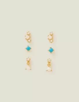 Accessorize 14ct Gold-Plated Studs Set of Three