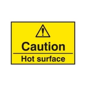 Caution hot surface sav (PK5) 75MM x 50MM - B-safe Prepack