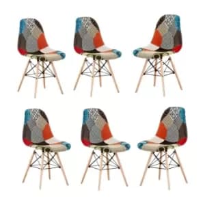 Moda Patchwork Eiffel Chair - Set of 6 - Multicoloured - Multi