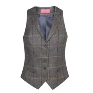 Brook Taverner Womens/Ladies Nashville Waistcoat (M) (Grey Brown Check)