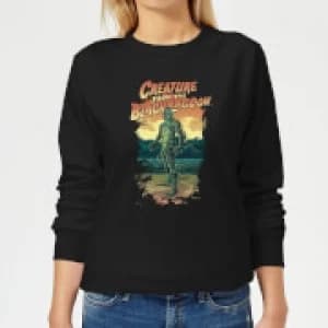 Universal Monsters Creature From The Black Lagoon Illustrated Womens Sweatshirt - Black