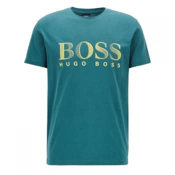 Hugo Boss Crew Neck Large Logo T-Shirt Green Size L Men