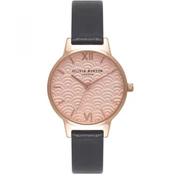 Scalloped Rose Gold & Black Watch