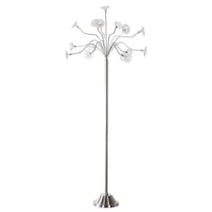Petflow 15 Light Multi Arm Floor Lamp Satin Nickel