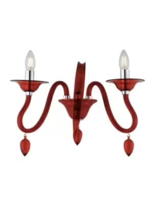 ESTEFAN Twin 2 Light Candle Wall Light Red 39x29x23cm