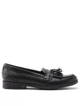 Start-rite Girls Sketch Slip On Loafer School Shoes - Black Leather, Black Leather, Size 3.5 Older