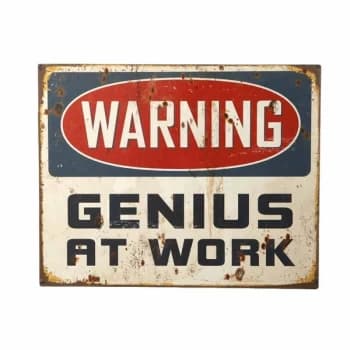 Warning Genius Plaque By Heaven Sends