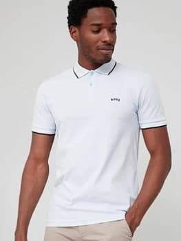 Boss Paul Curved Logo Polo Shirt - Light Pastel Blue