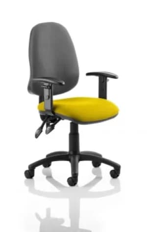 Eclipse II Lever Task Operator Chair Black Back Bespoke Seat With Height Adjustable Arms In Yellow
