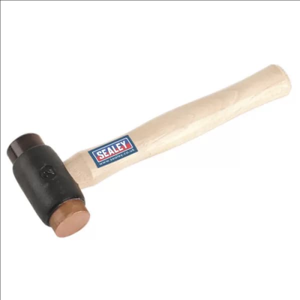 Genuine SEALEY CRF25 Copper/Rawhide Faced Hammer 2.25lb Hickory Shaft