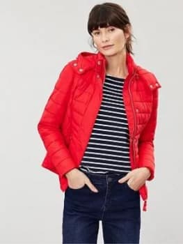 Joules Linden Short Padded Jacket - Red, Size 10, Women