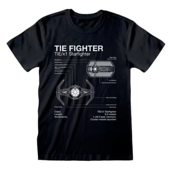 Star Wars - Tie Fighter Sketch Unisex XX-Large T-Shirt - Black