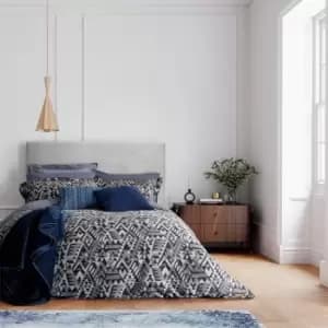 Bedeck of Belfast Mazana Print Cotton Percale Duvet Cover - Blue