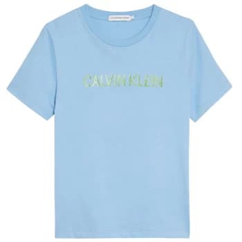 Calvin Klein Jeans Junior Unisex Regular Logo T Shirt - Alaskan Blue