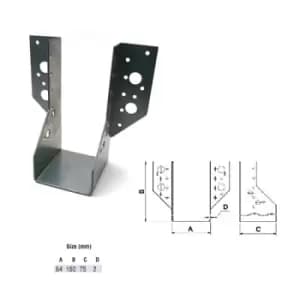 Moderix - Jiffy Timber Joist Hangers Decking Lofts Roofing Zinc Packs - Size 64x150x75x2mm - Pack of 20