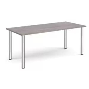 Rectangular chrome radial leg meeting table 1800mm x 800mm - grey oak