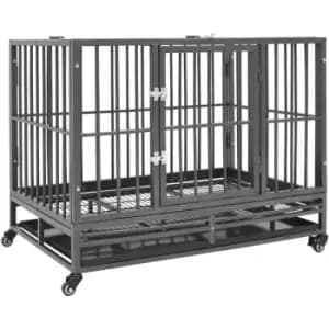 Vidaxl - Dog Cage with Wheels Steel 92x62x76cm Black