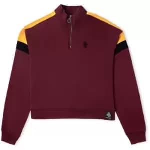 Gryffindor House Womens Funnel Neck Cropped Sweater - Burgundy - M
