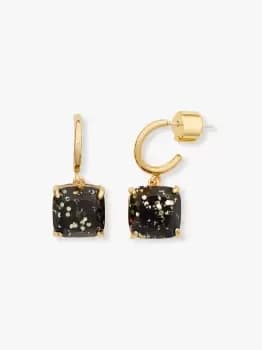 Kate Spade Mini Square Huggies, Black Glitter, One Size