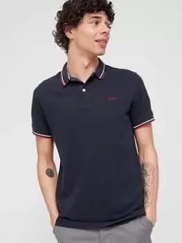 Superdry Vintage Tipped Short Sleeved Polo Shirt - Navy/Red Size 2XL, Men