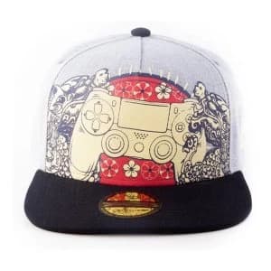 Sony Playstation Biker Japanese Controller Snapback Unisex Baseball Cap (Grey/Black)