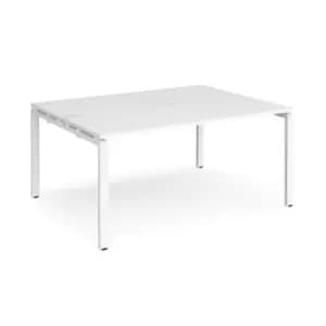 Bench Desk 2 Person Starter Rectangular Desks 1600mm White Tops With White Frames 1200mm Depth Adapt
