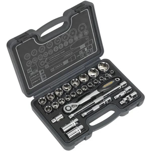 Genuine SEALEY AK7953 Socket Set 28pc 1/2Sq Drive 6pt WallDrive® Metric