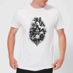 Assassins Creed Greyscale Hooded Faces Mens T-Shirt - White