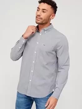 Lacoste Check Short Sleeved Shirt, Blue, Size L, Men