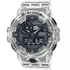 Mens Casio 'G-Shock Skeleton Series' Clear and Black Plastic/Resin Quartz Chronograph Watch
