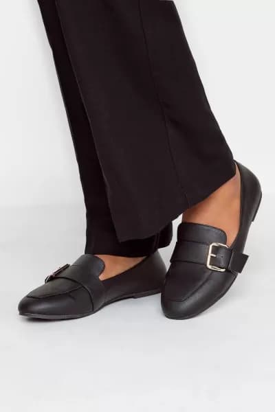 Wide & Extra Wide Fit Buckle Faux Leather Loafer