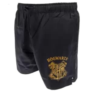 Harry Potter Mens Hogwarts Crest Swimming Shorts (M) (Navy/Gold)