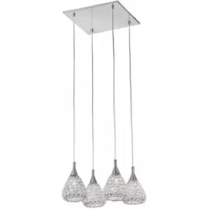 Impex Simone 4 Light Chrome Ceiling Square Pendant Cluster Pendant Ceiling Light
