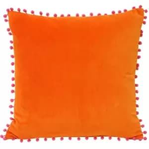 Riva Home Velvet Pompom Cushion Cover (45x45cm) (Orange/Fuchsia)