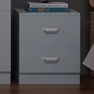 2 Drawer Bedside Cabinet Matt Grey Bedroom Furniture Metal T-Bar Handles - Grey