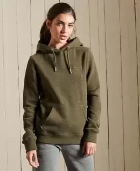 Superdry Womens Vintage Logo Embroidered Hoodie Khaki / Olive Marl - Size: 12