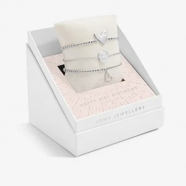Celebrate You Gift Box Happy 21st Birthday Silver Plated Set Of 3 Bracelet 7067