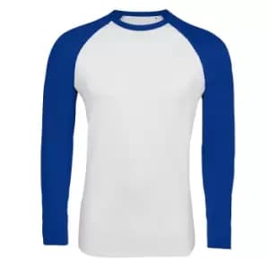 SOLS Mens Funky Contrast Long Sleeve T-Shirt (3XL) (White/Royal Blue)