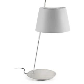 Faro Tango - Satin Nickel Table Lamp Grey Shade, E27
