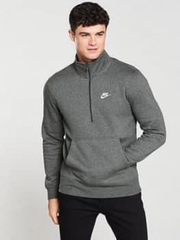 Nike Sportswear Club Half Zip Sweat Charcoal Heather Size 2XL Men