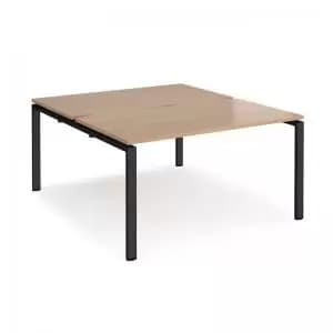 Adapt back to back desks 1400mm x 1600mm - Black frame and beech top