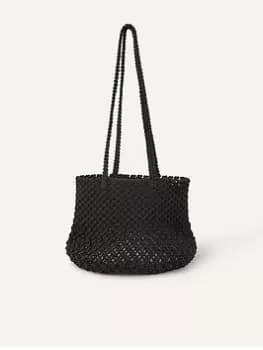 Accessorize Macrame Bucket Shoulder, Black, Women