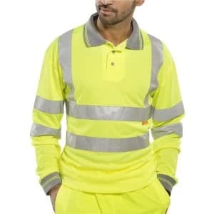 BSeen Polo Shirt Long Sleeved Hi Vis 2XL Saturn Yellow Ref