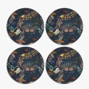 Set of 4 Kew Living Jewels Round Placemats Midnight (Blue)